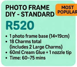 Standard cream glue photo frame DIY - 14x19cm frame with charms and cream glue decoration