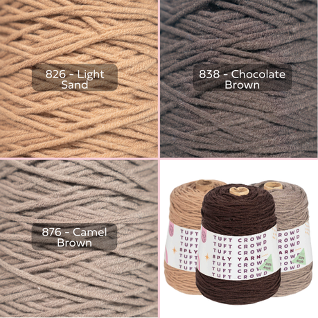 Earth Yarn, 8-ply Tufting Yarn ( 3 x 400g ) , Knitting Yarn