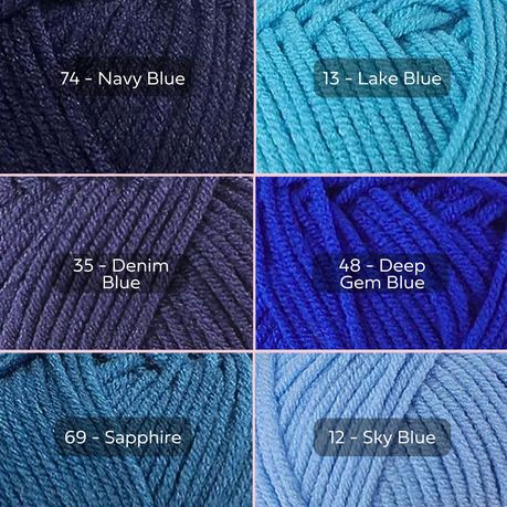 Blue Yarn, 4-ply Tufting Yarn ( 12 x 25g ) , Knitting Yarn