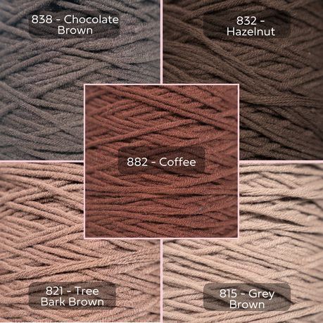 Brown Yarn, 8-ply Tufting Yarn ( 5 x 100g ) , Knitting Yarn