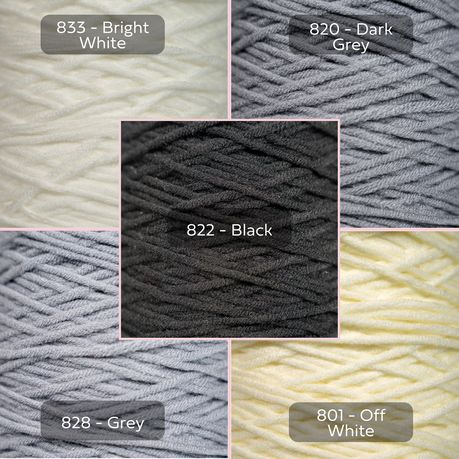 White Black Yarn, 8-ply Tufting ( 5 x 100g ) , Knitting Yarn
