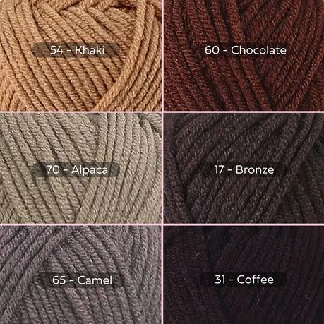 Brown Yarn, 4-ply Tufting Yarn ( 12 x 25g ) , Knitting Yarn