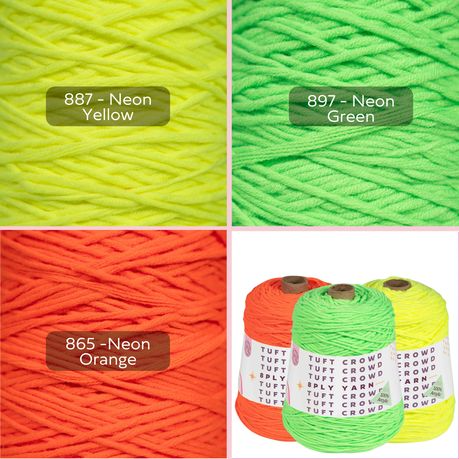 Neon Yarn, 8-ply Tufting Yarn ( 3 x 400g ) , Knitting Yarn