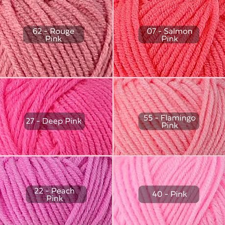 Pink Yarn, 4-ply Tufting Yarn ( 12 x 25g ) , Knitting Yarn