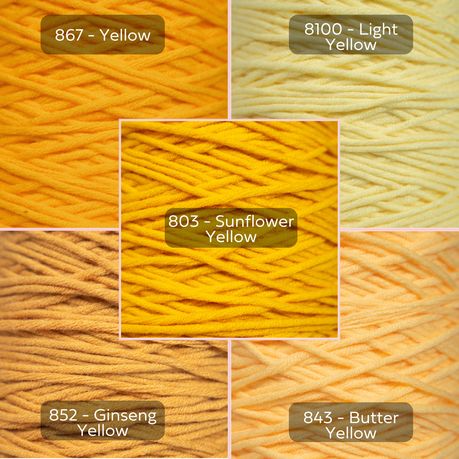 Yellow Yarn, 8-ply Tufting Yarn ( 5 x 100g ) , Knitting Yarn