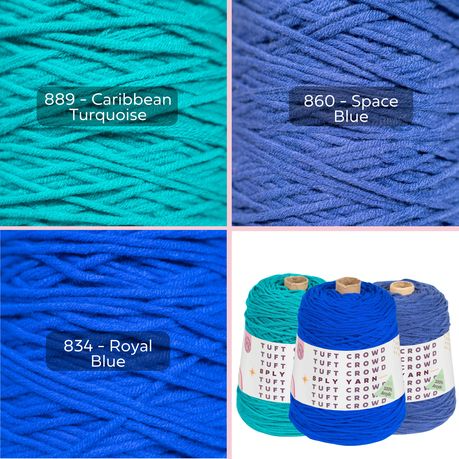 Deep Blue Yarn, 8-ply Tufting Yarn ( 3 x 400g ) , Knitting Yarn