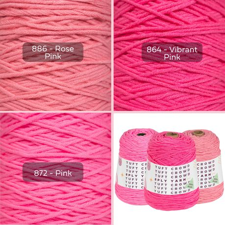 Bright Pink Yarn, 8-ply Tufting Yarn, Yarn Fiber,100% Acrylic Yarn (3x400g)
