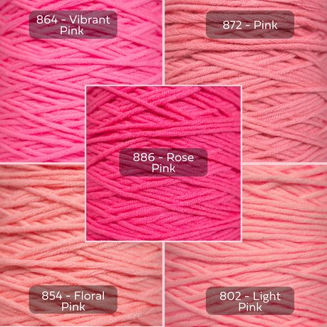 Pink Yarn, 8-ply Tufting Yarn ( 5 x 100g ) , Knitting Yarn