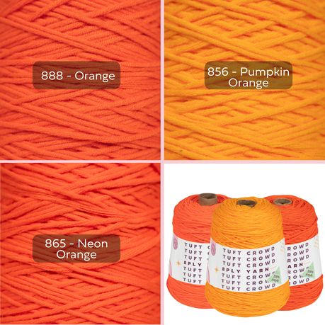 Orange Yarn, 8-ply Tufting Yarn ( 3 x 400g ) , Knitting Yarn