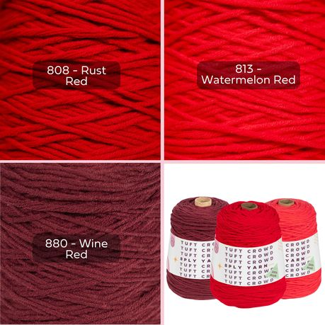 Dark Red Yarn, 8-ply Tufting Yarn, Yarn Fiber, 100% Acrylic Yarn (3x400g)