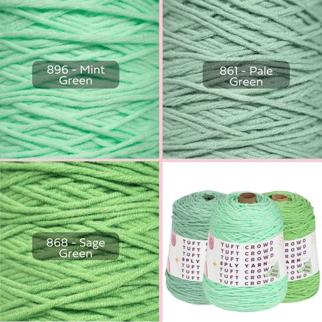 Light Green Yarn, 8-ply Tufting Yarn (3 x 400g) ,Knitting Yarn