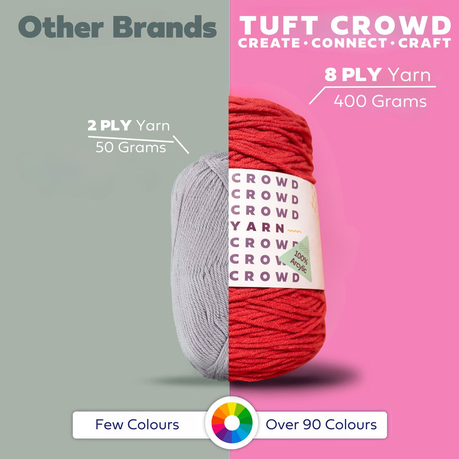 High Pink Yarn, 8-ply Tufting Yarn ( 3 x 400g ) ,Knitting Yarn