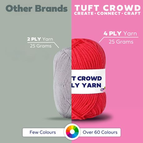 Black Yarn, 4-ply Tufting Yarn ( 12 x 25g ) , Knitting Yarn