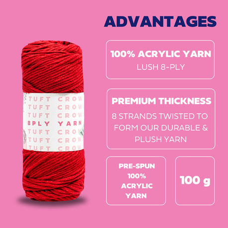 Blue Yarn, 8-ply Tufting Yarn ( 5 x 100g ) , Knitting Yarn
