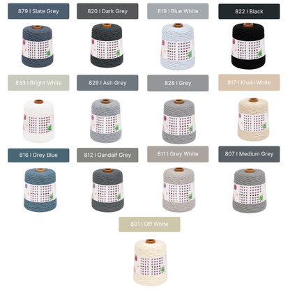 8-Ply Yarn Monochrome Magic Collection (White / Grey / Black)