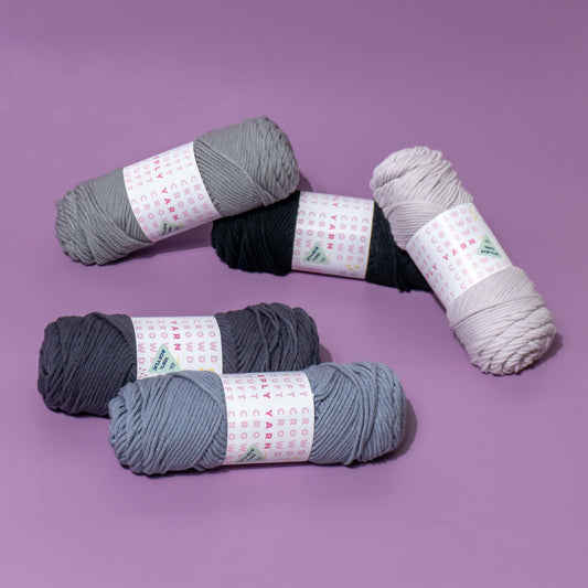 8-Ply Yarn 100g Monochrome Magic Collection (White / Grey / Black)