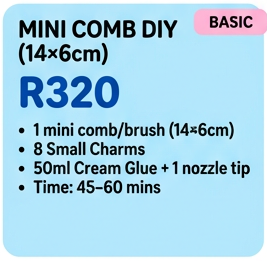 Basic cream glue mini hair brush DIY - 14x6cm brush decorated with small charm accessories