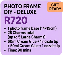 Deluxe cream glue photo frame DIY - decorated 14x19cm frame with charms and dimensional cream swirls
