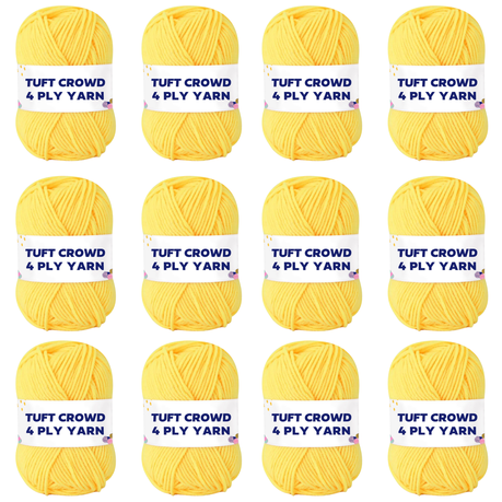 Yellow Yarn, 4-ply Tufting Yarn ( 12 x 25g ) , Single Colour