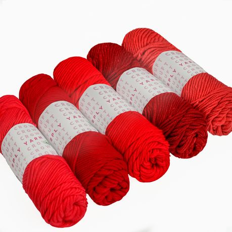 Red Yarn, 8-ply Tufting Yarn ( 5 x 100g ) , Knitting Yarn