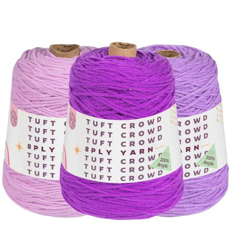 Purple Yarn, 8-ply Tufting Yarn ( 3 x 400g ) , Knitting Yarn