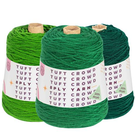 Green Yarn, 8-ply Tufting Yarn ( 3 x 400g ) , Knitting Yarn