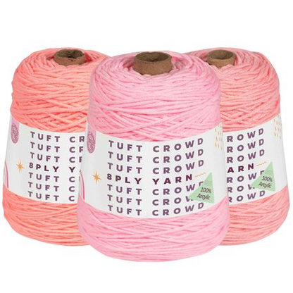 Pink Yarn, 8-ply Tufting Yarn, Yarn Fiber, 100% Acrylic Yarn (3x400g)