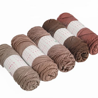 Brown Yarn, 8-ply Tufting Yarn ( 5 x 100g ) , Knitting Yarn
