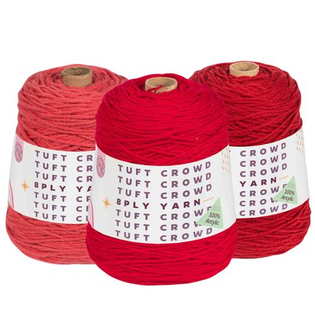Red Yarn, 8-ply Tufting Yarn ( 3 x 400g ) , Knitting Yarn