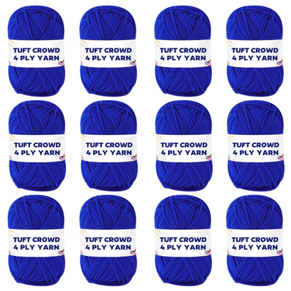Dark Blue Yarn, 4-ply Tufting Yarn ( 12 x 25g ) ,Single Colour