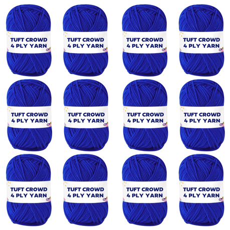 Dark Blue Yarn, 4-ply Tufting Yarn ( 12 x 25g ) ,Single Colour