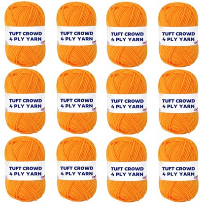 Orange Yarn, 4-ply Tufting Yarn ( 12 x 25g ) , Single Colour
