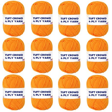 Orange Yarn, 4-ply Tufting Yarn ( 12 x 25g ) , Single Colour