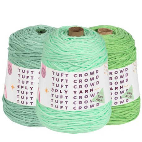 Light Green Yarn, 8-ply Tufting Yarn (3 x 400g) ,Knitting Yarn