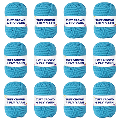 Light Blue Yarn, 4-ply Tufting Yarn ( 12 x 25g ) ,Single Colour