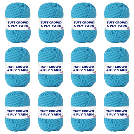 Light Blue Yarn, 4-ply Tufting Yarn ( 12 x 25g ) ,Single Colour