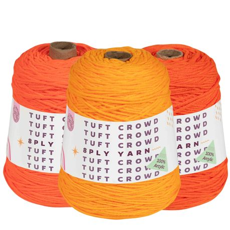 Orange Yarn, 8-ply Tufting Yarn ( 3 x 400g ) , Knitting Yarn