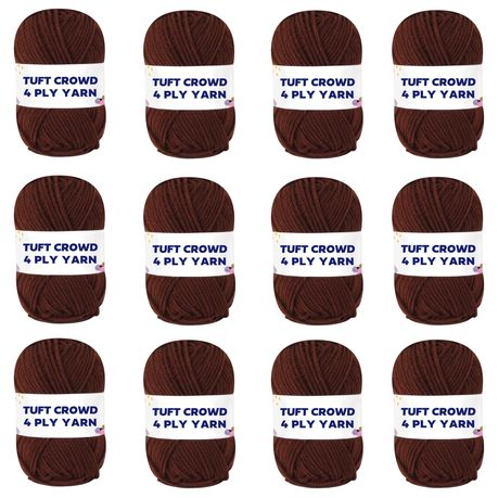 Brown Yarn, 4-ply Tufting Yarn ( 12 x 25g ) , Single Colour