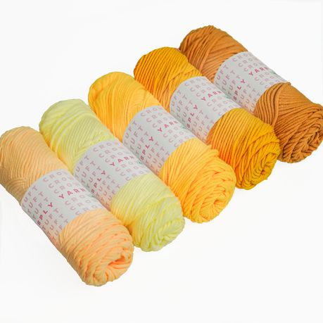 Yellow Yarn, 8-ply Tufting Yarn ( 5 x 100g ) , Knitting Yarn