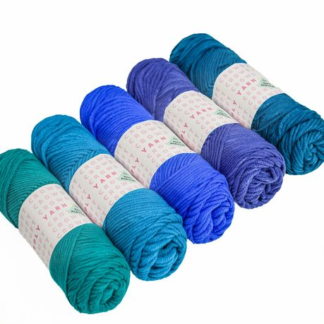 Blue Yarn, 8-ply Tufting Yarn ( 5 x 100g ) , Knitting Yarn