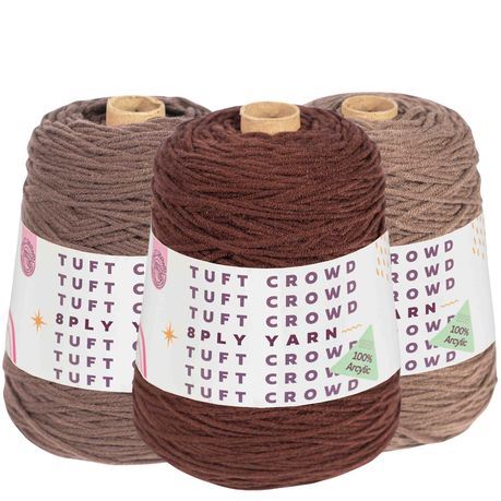 Brown Yarn, 8-ply Tufting Yarn ( 3 x 400g ) , Knitting Yarn