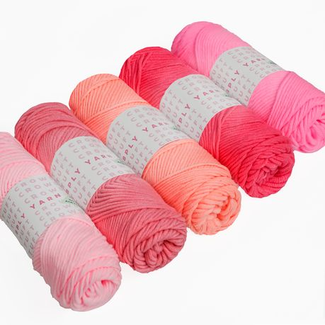 Pink Yarn, 8-ply Tufting Yarn ( 5 x 100g ) , Knitting Yarn