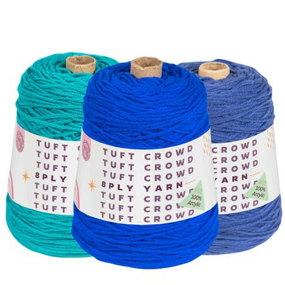 Deep Blue Yarn, 8-ply Tufting Yarn ( 3 x 400g ) , Knitting Yarn
