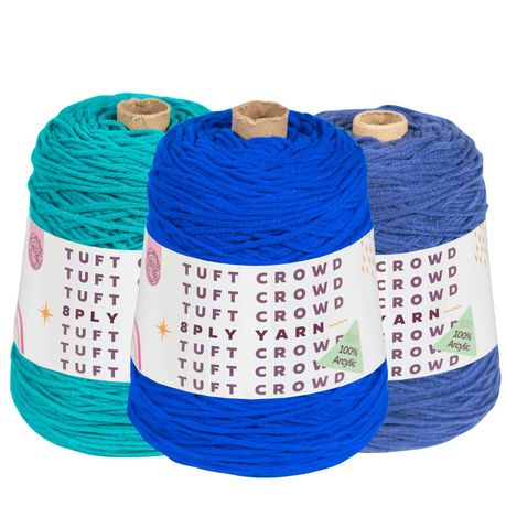 Deep Blue Yarn, 8-ply Tufting Yarn ( 3 x 400g ) , Knitting Yarn