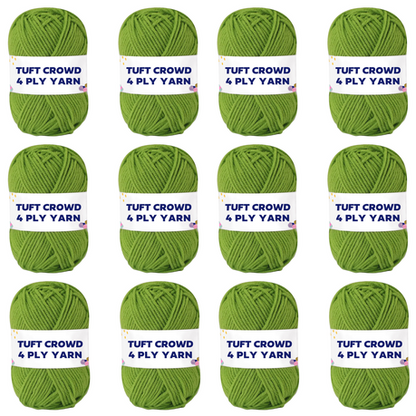 Green Yarn, 4-ply Tufting Yarn ( 12 x 25g ) , Single Colour