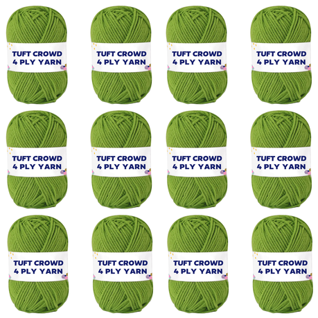 Green Yarn, 4-ply Tufting Yarn ( 12 x 25g ) , Single Colour