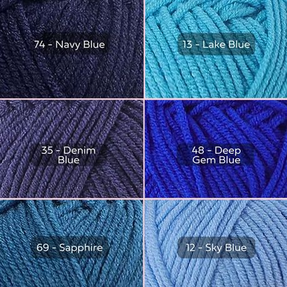 Blue Yarn, 4-ply Tufting Yarn ( 12 x 25g ) , Knitting Yarn
