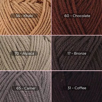 Brown Yarn, 4-ply Tufting Yarn ( 12 x 25g ) , Knitting Yarn