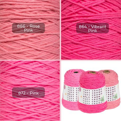 Bright Pink Yarn, 8-ply Tufting Yarn, Yarn Fiber,100% Acrylic Yarn (3x400g)