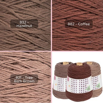 Brown Yarn, 8-ply Tufting Yarn ( 3 x 400g ) , Knitting Yarn